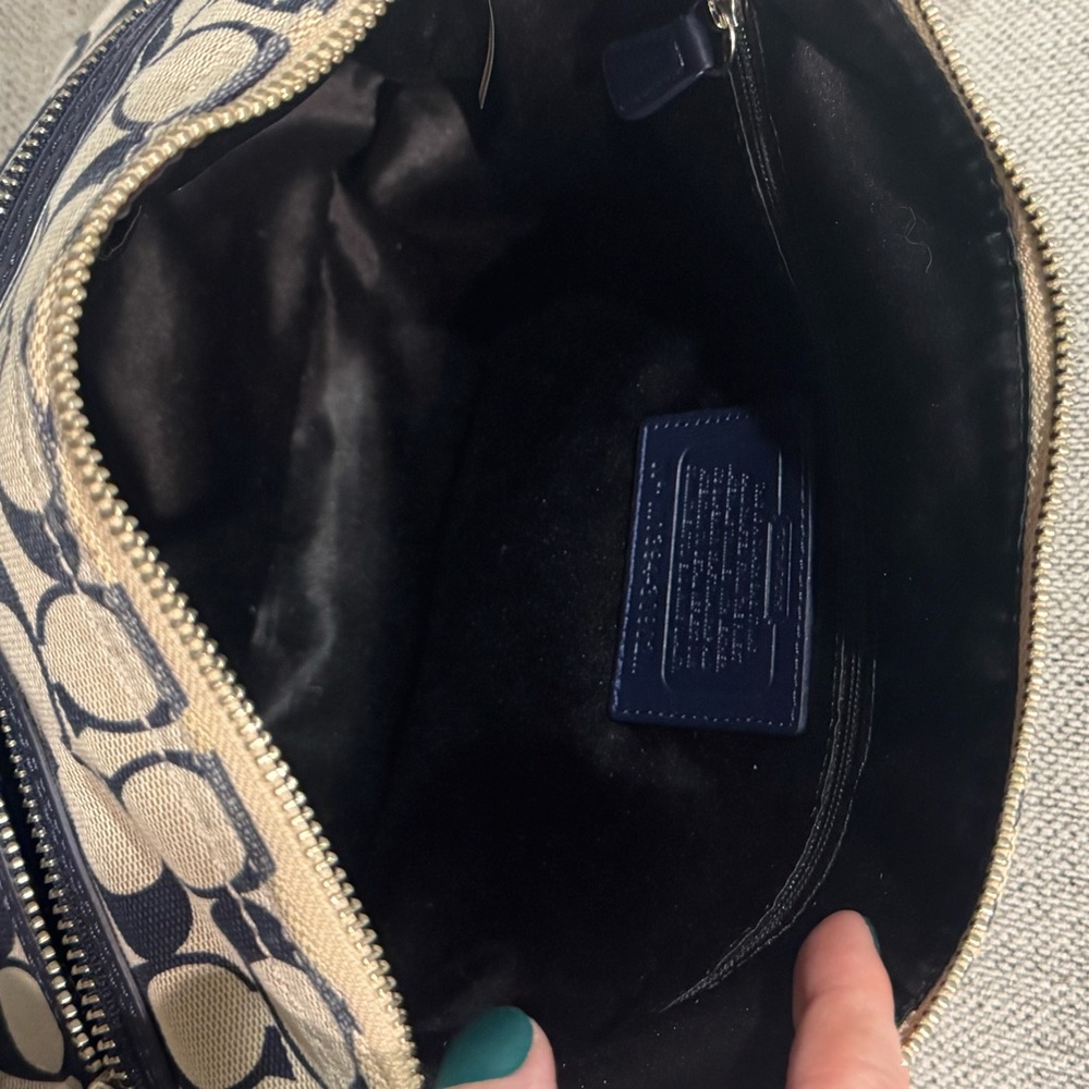 Coach Canvas Shoulder Bag in Navy and Beige - Picture 10 of 10